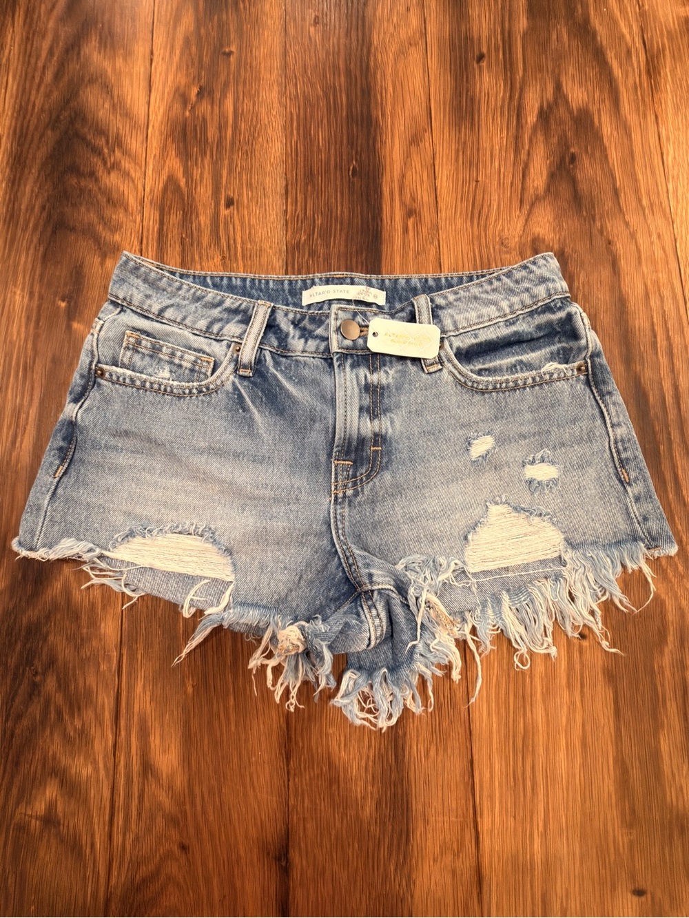 Altar'd State Light Blue Distressed Denim Cutoff Shorts